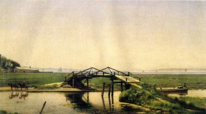 An Old Bridge on the Morris Canal Near Greenville, N. J. Oil painting by Robert J. Pattison