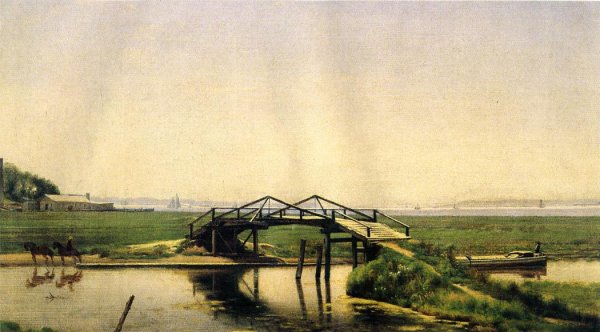 Main Product Photo of An Old Bridge on the Morris Canal Near Greenville, N. J. Painting by Robert J. Pattison