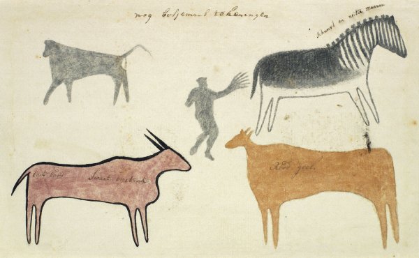 Main Product Photo of Copies of San rock paintings depicting creatures  Painting by Robert Jacob Gordon