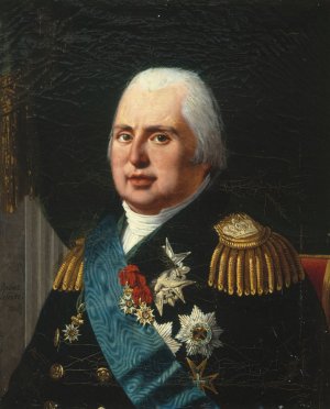Portrait de Louis XVIII by Robert Jacques Francois Lefevre Oil Painting