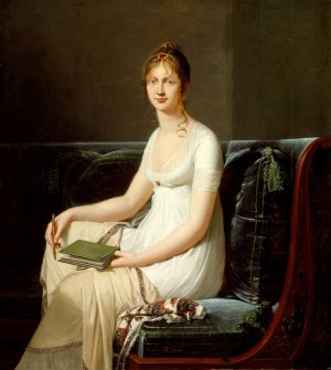 Portrait of a Woman Holding a Pencil and a Drawing Book by Robert Jacques Francois Lefevre Oil Painting