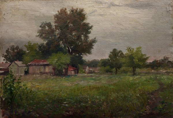 Farm Near Kerrville  by Robert Jenkins Onderdonk - Hand-Painted Oil Painting Reproduction