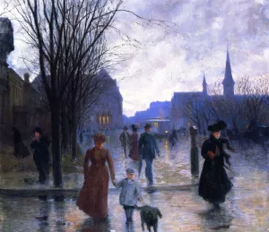 Rainy Evening on Hennepin Avenue painting by Robert Koehler