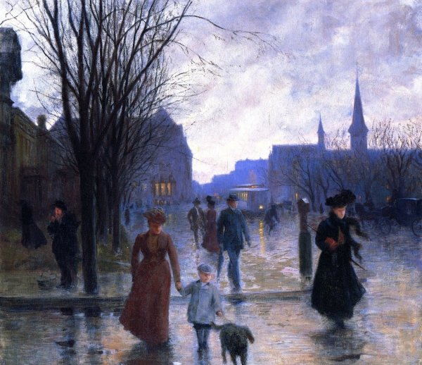 Main Product Photo of Rainy Evening on Hennepin Avenue Painting by Robert Koehler