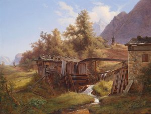 Alte Muhle im Thale bei Berchtesgaden by Robert Kummer Oil Painting