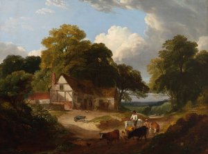 Barnyard Scene by Robert Ladbrooke Oil Painting