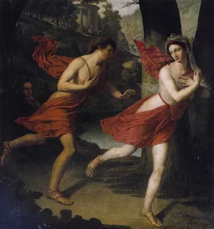 Pauline as Daphne Fleeing from Apollo by Robert Lefevre - Oil Painting Reproduction
