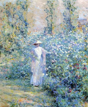 In the Flower Garden by Robert Lewis Reid - Oil Painting Reproduction
