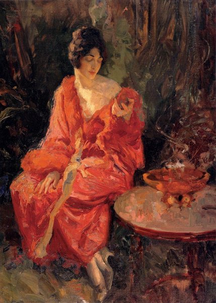 Main Product Photo of Morning Reflection Painting by Robert Lewis Reid