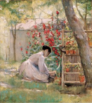 Tending the Garden by Robert Lewis Reid Oil Painting