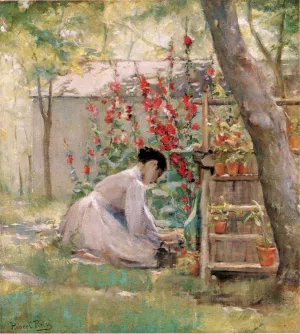 Tending the Garden by Robert Lewis Reid - Oil Painting Reproduction