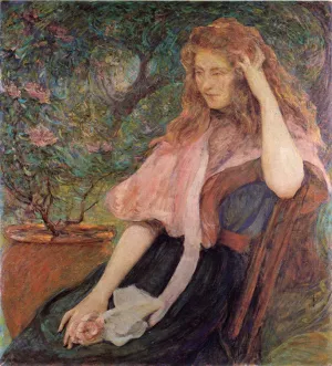 The Pink Cape by Robert Lewis Reid Oil Painting