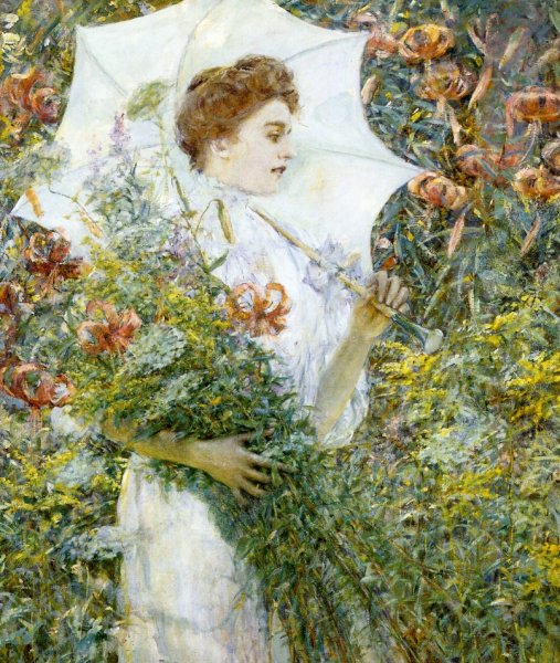 Main Product Photo of The White Parasol Painting by Robert Lewis Reid
