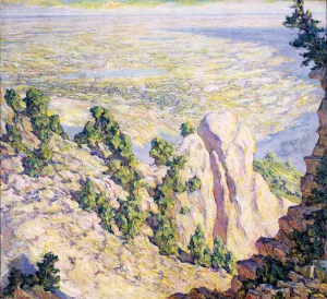 View from a Mountaintop by Robert Lewis Reid Oil Painting