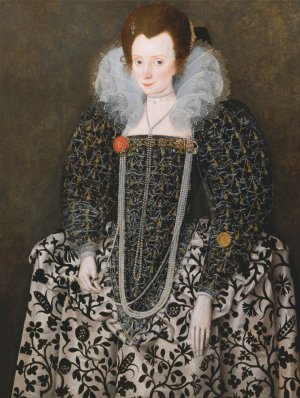 Portrait of a Woman, Traditionally Identified as Mary Clopton by Robert Peake The Elder Oil Painting