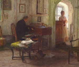 Musikalische Entspannung by Robert Poetzelberger Oil Painting