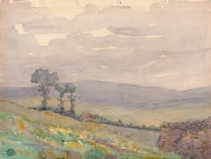 Landscape with Three Trees by Robert Polhill Bevan Oil Painting