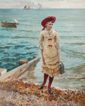 At The Seaside by Robert Ponsonby Staples Oil Painting