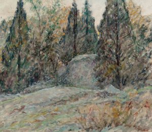 Red Cedars and Rocks by Robert Reid Oil Painting