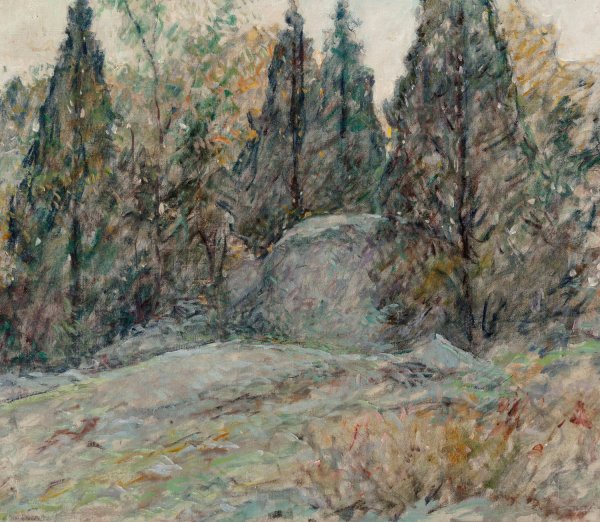 Red Cedars and Rocks by Robert Reid - Hand-Painted Oil Painting Reproduction