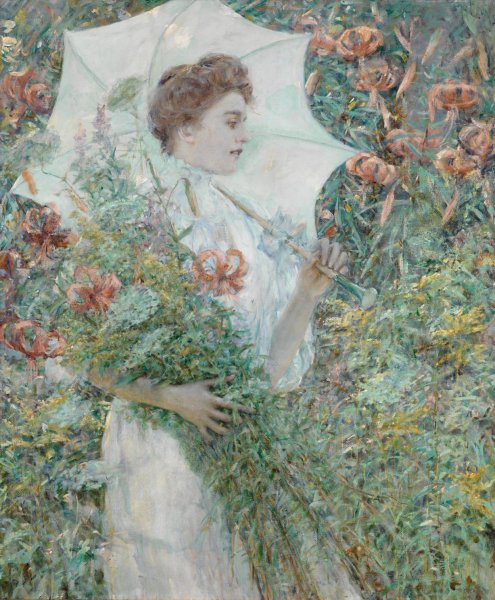 The White Parasol  by Robert Reid - Hand-Painted Oil Painting Reproduction