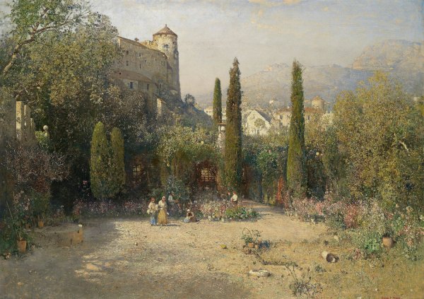 Gartenpartie aus dem Etschtal by Robert Russ - Hand-Painted Oil Painting Reproduction