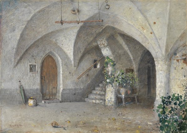 Hausflur beim Kantioler in Klausen by Robert Russ - Hand-Painted Oil Painting Reproduction
