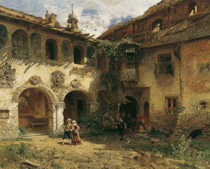 Hof der Furstenburg in Burgeis by Robert Russ Oil Painting