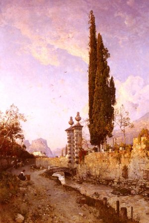 Landscape In Northern Italy by Robert Russ Oil Painting