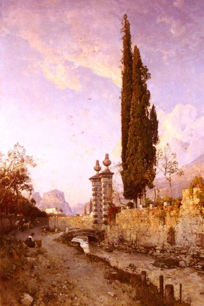 Landscape In Northern Italy by Robert Russ - Hand-Painted Oil Painting Reproduction