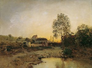 Landschaft mit Weiher und Gehoften by Robert Russ Oil Painting