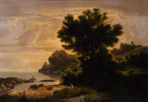 Landscape with Family by Lake by Robert S. Duncanson Oil Painting