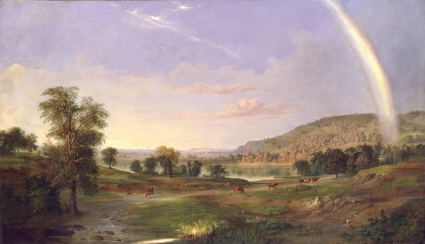 Landscape with Rainbow  by Robert S. Duncanson - Hand-Painted Oil Painting Reproduction