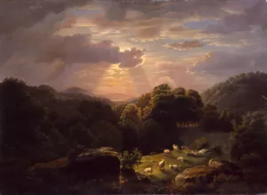Landscape with Sheep by Robert S. Duncanson Oil Painting