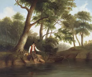 Man Fishing by Robert S. Duncanson Oil Painting