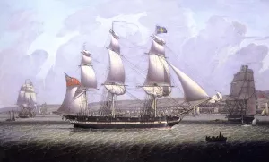 A Frigate of the Baltic Fleet off Greenock by Robert Salmon - Oil Painting Reproduction