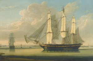 A Fully Rigged Ship In The Thames off Woolwich by Robert Salmon Oil Painting