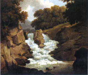 A Waterfall by Robert Salmon - Oil Painting Reproduction