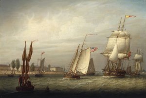 Boston Harbor by Robert Salmon Oil Painting