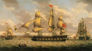 British Merchantman in the River Mersey off Liverpool by Robert Salmon Oil Painting