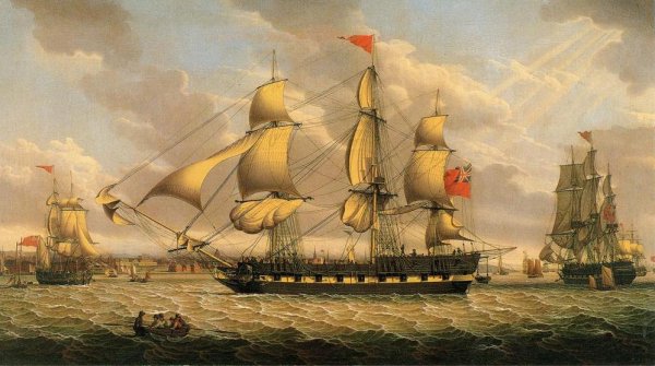 Main Product Photo of British Merchantman in the River Mersey off Liverpool Painting by Robert Salmon