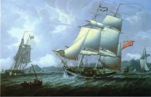 British Schooners by Robert Salmon Oil Painting