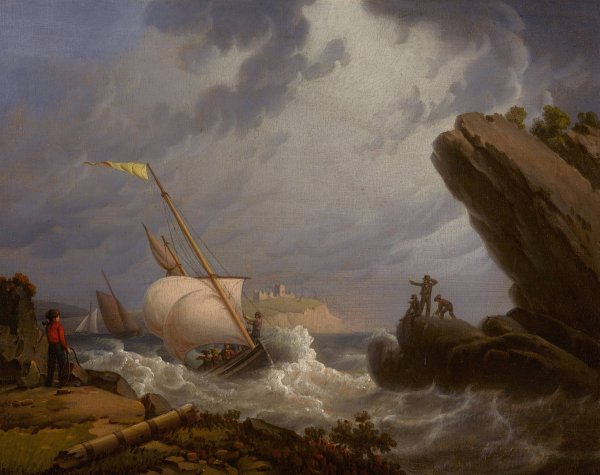 Ferryboat  by Robert Salmon - Hand-Painted Oil Painting Reproduction