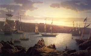 Royal Naval Vessels off Pembroke Dock, Milford Haven by Robert Salmon Oil Painting