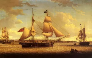 Ship off Liverpool by Robert Salmon - Oil Painting Reproduction