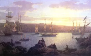 Shipping at Pembroke by Robert Salmon - Oil Painting Reproduction