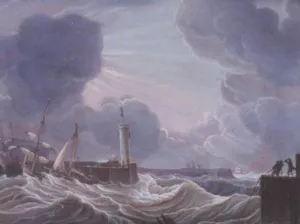 Shipping Off Whitehaven Oil painting by Robert Salmon