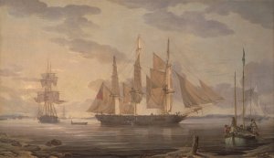Ships in Harbor by Robert Salmon Oil Painting