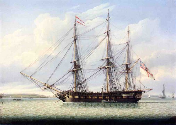 Sloop on the Mersey by Robert Salmon - Hand-Painted Oil Painting Reproduction