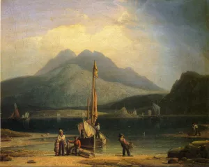 Taking Down the Sails by Robert Salmon - Oil Painting Reproduction